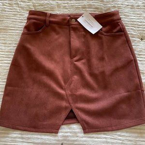 Celia Suede Mini Skirt - Wine Colored- Size Medium